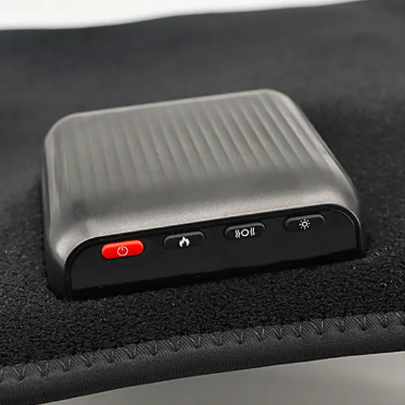 Infrared Hot Wave Leg Massager Close-up of the control unit featuring a red power button and three function icons.