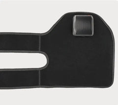 Infrared Hot Wave Leg Massager Black infrared leg massager wrap laid flat showing the control unit and fabric straps.