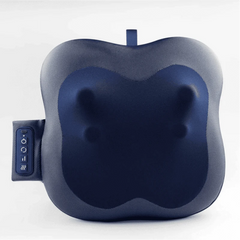 massage pillow Blue and grey massage pillow with a textured outer fabric and a dark blue center.