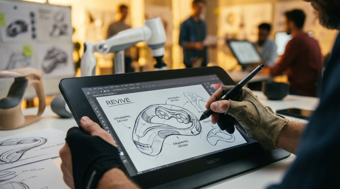 Hand-drawn sketches of massager products-ECOZY