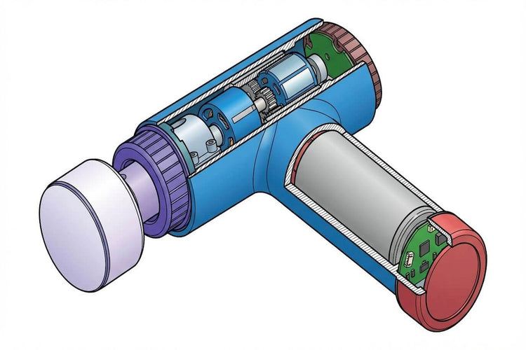 ODM_-Prototyping_three_dimensional_internal_cross_section_cutaway_engineering_illustration_of_a_massage_gun_showing_mechanical_components-Pages-Ecozy