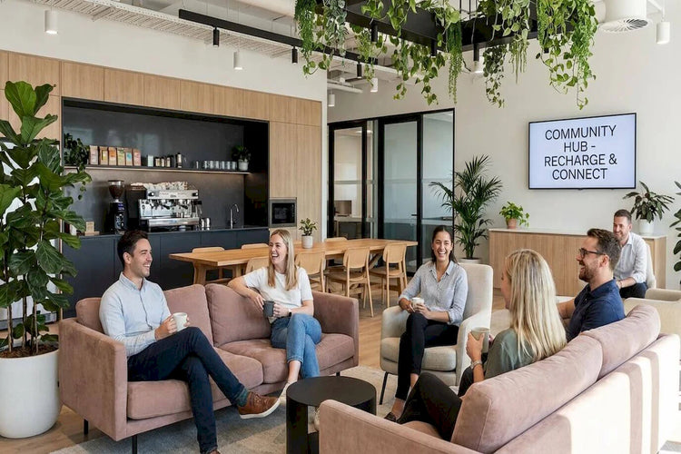ODM_-_Requirement_Analysis_diverse_business_team_sitting_in_a_modern_open_office_corporate_lounge_chatting_and_holding_coffee_cups-Pages-Ecozy