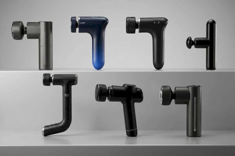 ODM_-_Tooling_Molding_collection_of_various_ergonomic_deep_tissue_percussive_massage_guns_in_different_shapes_and_matte_colors-Pages-Ecozy