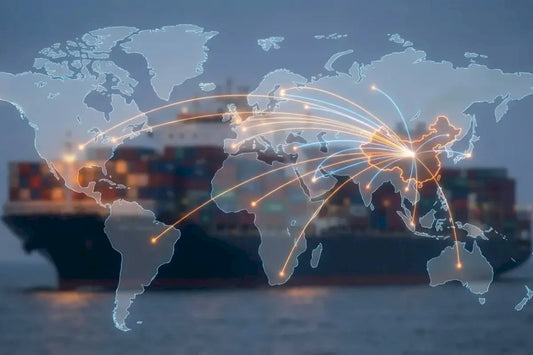 Our_Story_-_global_shipping_route_map_overlay_on_cargo_container_ship_representing_international_supply_chain_network-Pages-Ecozy