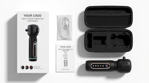 Solutions-private-label-b510-deep-tissue-vibration-massager-packaging-box-and-accessories-display-Pages-Ecozy